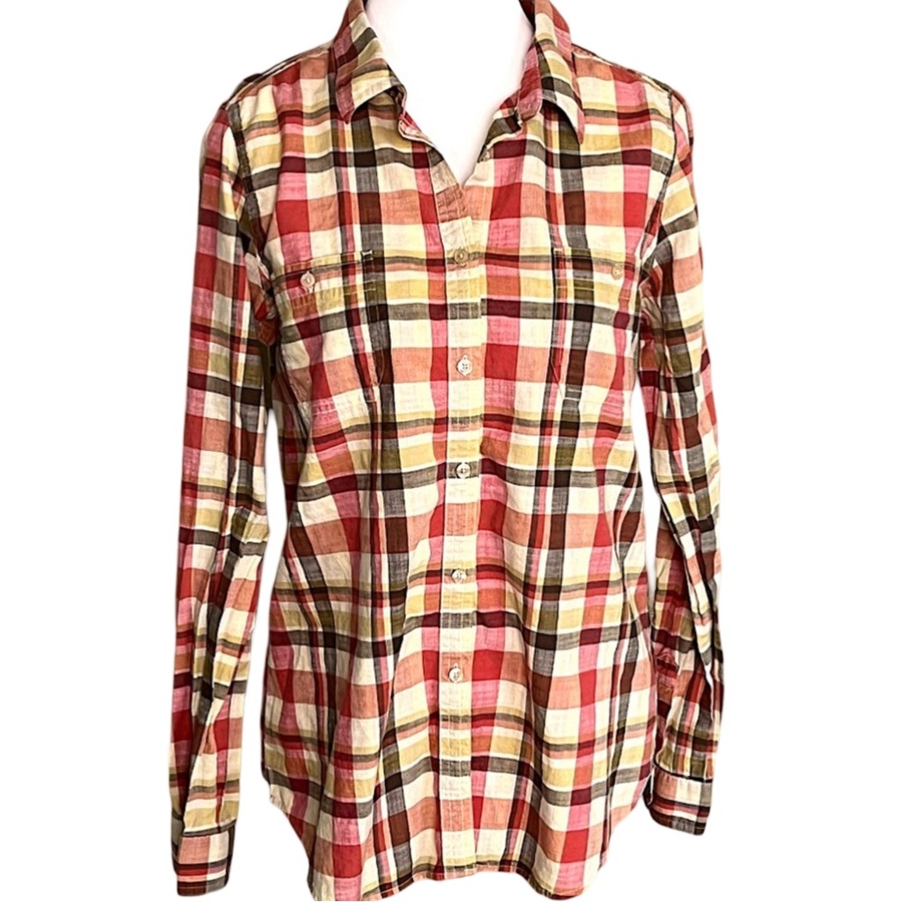 PENDLETON Women’s Long Sleeve Cotton Plaid Button Up Shirt Size M Gorpecore